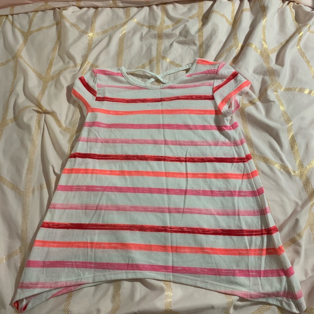 Pink and white striped t-shirt size:10